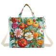 thumbnail image 1 of FORMRS Womens Corduroy Tote Bag Crossbody Shoulder Handbag with Pocket, Pink Floral Tomatoes, 1 of 7