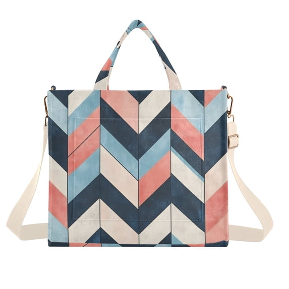 FORMRS Womens Corduroy Tote Bag Crossbody Shoulder Handbag with Pocket, Pink Geometric