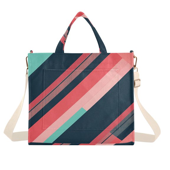 FORMRS Womens Corduroy Tote Bag Crossbody Shoulder Handbag with Pocket, Pink Geometric