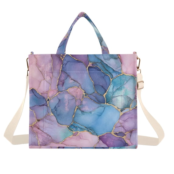 FORMRS Womens Corduroy Tote Bag Crossbody Shoulder Handbag with Pocket, Pink Marble Pattern