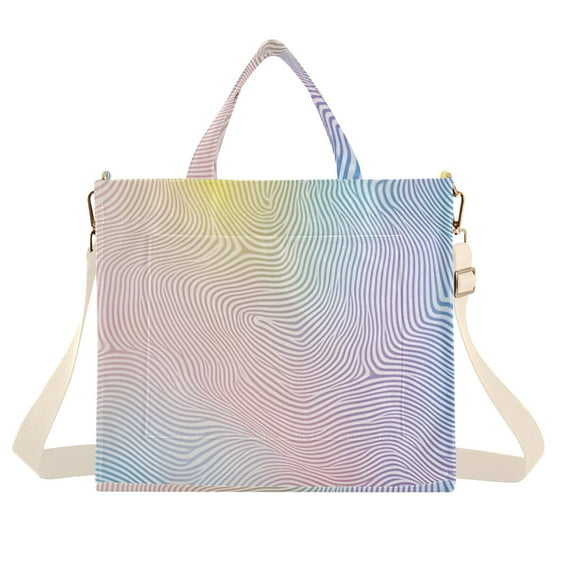 FORMRS Womens Corduroy Tote Bag Crossbody Shoulder Handbag with Pocket, Pink Wavy Striped