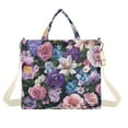 thumbnail image 1 of FORMRS Womens Corduroy Tote Bag Crossbody Shoulder Handbag with Pocket, Pink and Purple Flowers, 1 of 7