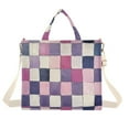 thumbnail image 1 of FORMRS Womens Corduroy Tote Bag Crossbody Shoulder Handbag with Pocket, Pink and Purple Plaid Pattern, 1 of 7