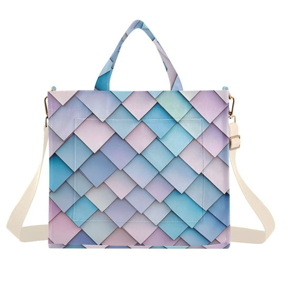 FORMRS Womens Corduroy Tote Bag Crossbody Shoulder Handbag with Pocket, Purple Art Pattern