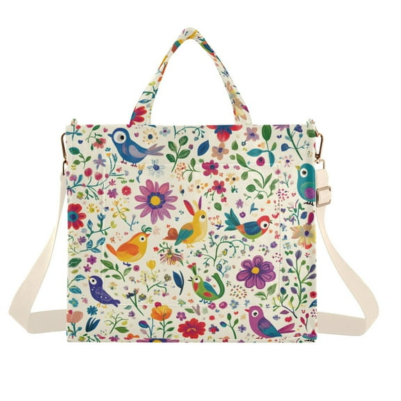 FORMRS Womens Corduroy Tote Bag Crossbody Shoulder Handbag with Pocket, Purple Cartoon Animals