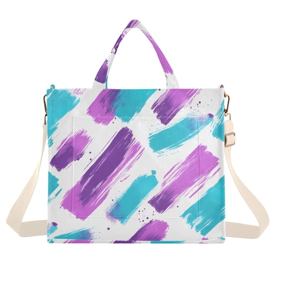 FORMRS Womens Corduroy Tote Bag Crossbody Shoulder Handbag with Pocket, Purple Drawing