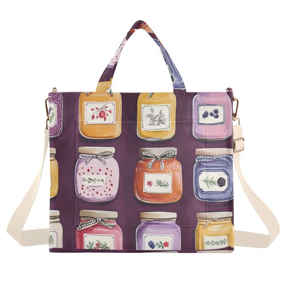 FORMRS Womens Corduroy Tote Bag Crossbody Shoulder Handbag with Pocket, Purple Jam