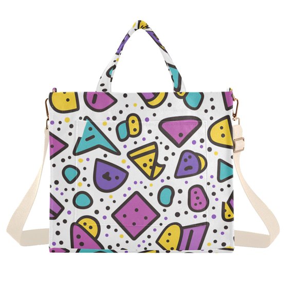 FORMRS Womens Corduroy Tote Bag Crossbody Shoulder Handbag with Pocket, Purple Retro Pattern