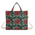 thumbnail image 1 of FORMRS Womens Corduroy Tote Bag Crossbody Shoulder Handbag with Pocket, Red Christmas Poinsettias, 1 of 7