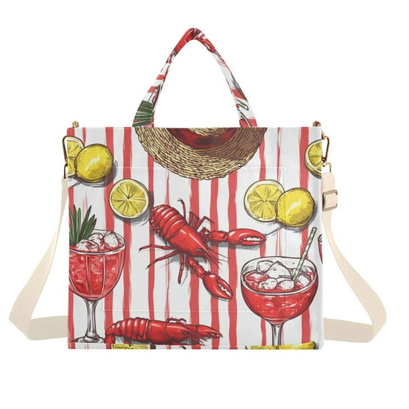 FORMRS Womens Corduroy Tote Bag Crossbody Shoulder Handbag with Pocket, Red Lobster