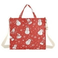 thumbnail image 1 of FORMRS Womens Corduroy Tote Bag Crossbody Shoulder Handbag with Pocket, Red Snowman, 1 of 7