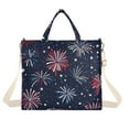 thumbnail image 1 of FORMRS Womens Corduroy Tote Bag Crossbody Shoulder Handbag with Pocket, Red and Blue Fireworks Pattern, 1 of 7