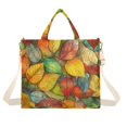 thumbnail image 1 of FORMRS Womens Corduroy Tote Bag Crossbody Shoulder Handbag with Pocket, Retro Autumn Leaves, 1 of 7