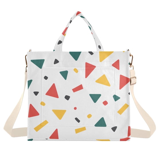 FORMRS Womens Corduroy Tote Bag Crossbody Shoulder Handbag with Pocket, Retro Shapes