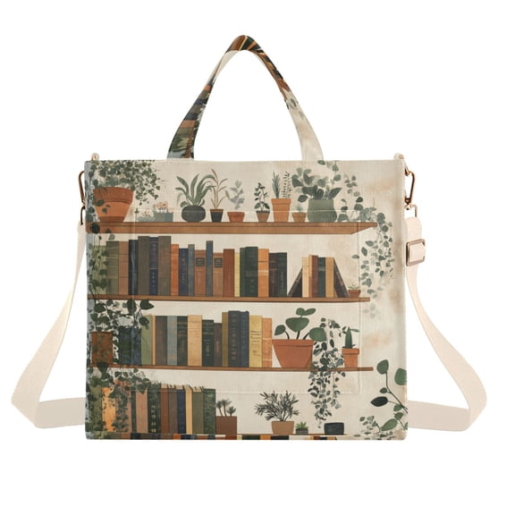 FORMRS Womens Corduroy Tote Bag Crossbody Shoulder Handbag with Pocket, Shelf Plants