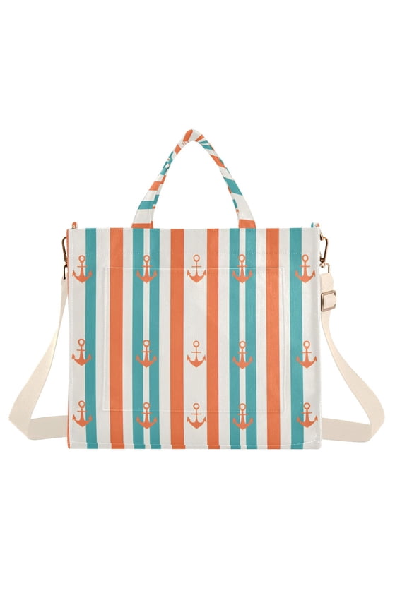 Womens Corduroy Tote Bag Crossbody Shoulder Handbag with Pocket, Simple Nautical Pattern