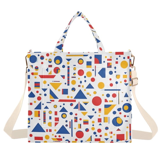 FORMRS Womens Corduroy Tote Bag Crossbody Shoulder Handbag with Pocket, Simple Shapes