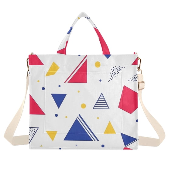 FORMRS Womens Corduroy Tote Bag Crossbody Shoulder Handbag with Pocket, Simple Triangles