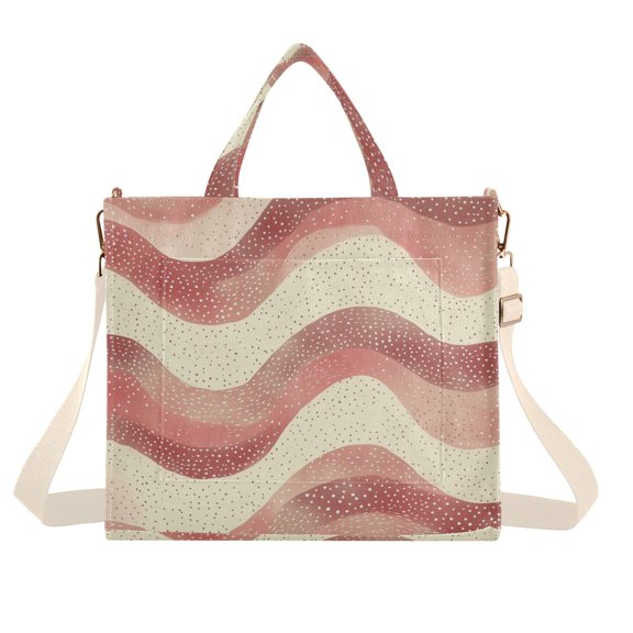 FORMRS Womens Corduroy Tote Bag Crossbody Shoulder Handbag with Pocket, Soft Pink Pattern