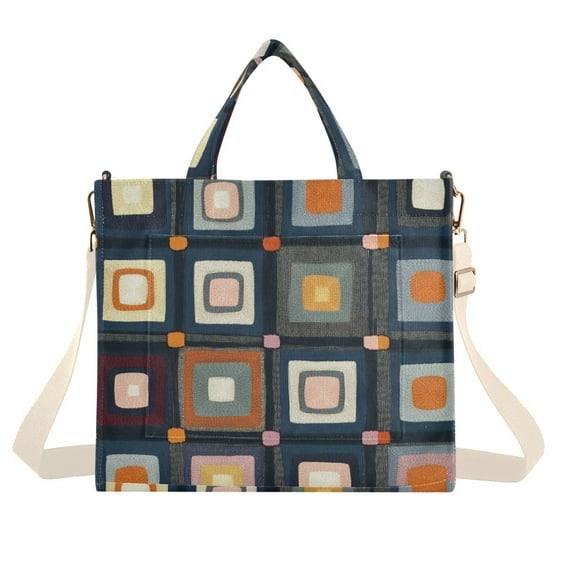 FORMRS Womens Corduroy Tote Bag Crossbody Shoulder Handbag with Pocket, Square Harmony