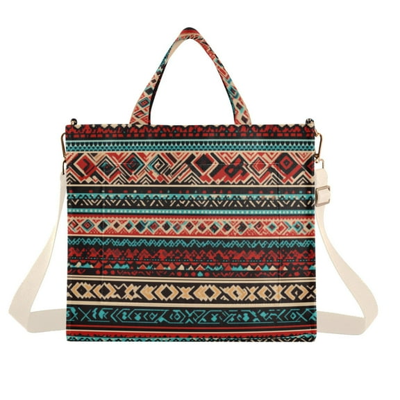 FORMRS Womens Corduroy Tote Bag Crossbody Shoulder Handbag with Pocket, Tribal Geometric