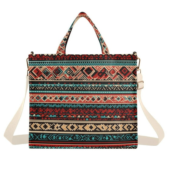 FORMRS Womens Corduroy Tote Bag Crossbody Shoulder Handbag with Pocket, Tribal Geometric