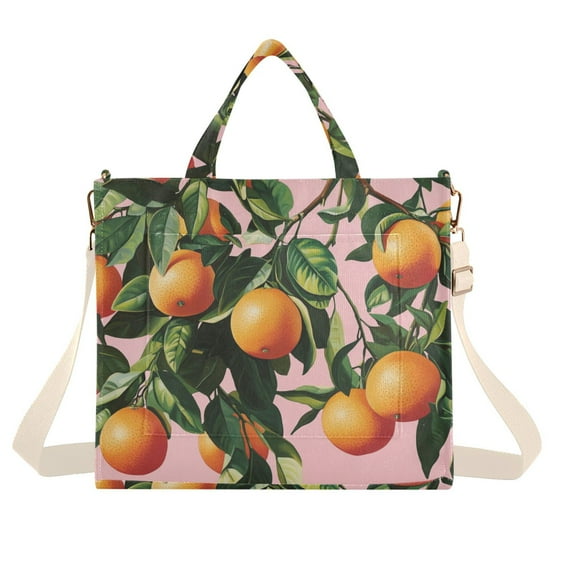 FORMRS Womens Corduroy Tote Bag Crossbody Shoulder Handbag with Pocket, Vibrant Oranges