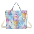 thumbnail image 1 of FORMRS Womens Corduroy Tote Bag Crossbody Shoulder Handbag with Pocket, Watercolor Ice Cream Pattern, 1 of 7
