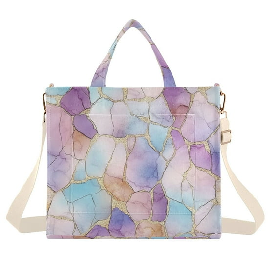 FORMRS Womens Corduroy Tote Bag Crossbody Shoulder Handbag with Pocket, Watercolor Marble Pattern