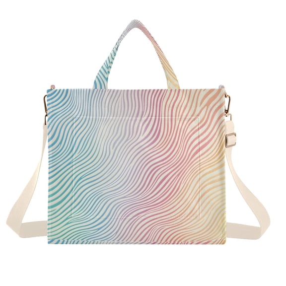 FORMRS Womens Corduroy Tote Bag Crossbody Shoulder Handbag with Pocket, Wavy Striped