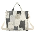 thumbnail image 1 of FORMRS Womens Corduroy Tote Bag Crossbody Shoulder Handbag with Pocket, White Cute Cats, 1 of 7