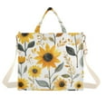 thumbnail image 1 of FORMRS Womens Corduroy Tote Bag Crossbody Shoulder Handbag with Pocket, White Watercolor Sunflowers, 1 of 7