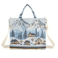 thumbnail image 1 of FORMRS Womens Corduroy Tote Bag Crossbody Shoulder Handbag with Pocket, Winter Village, 1 of 7