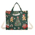thumbnail image 1 of FORMRS Womens Corduroy Tote Bag Crossbody Shoulder Handbag with Pocket, Yellow Christmas Gingerbread, 1 of 7
