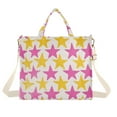 thumbnail image 1 of FORMRS Womens Corduroy Tote Bag Crossbody Shoulder Handbag with Pocket, Yellow Pink Stars, 1 of 7