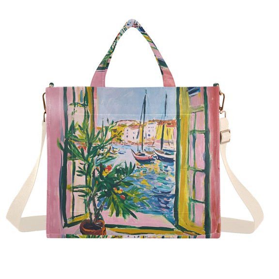 FORMRS Womens Corduroy Tote Bag Crossbody Shoulder Handbag with Pocket, Yellow Window