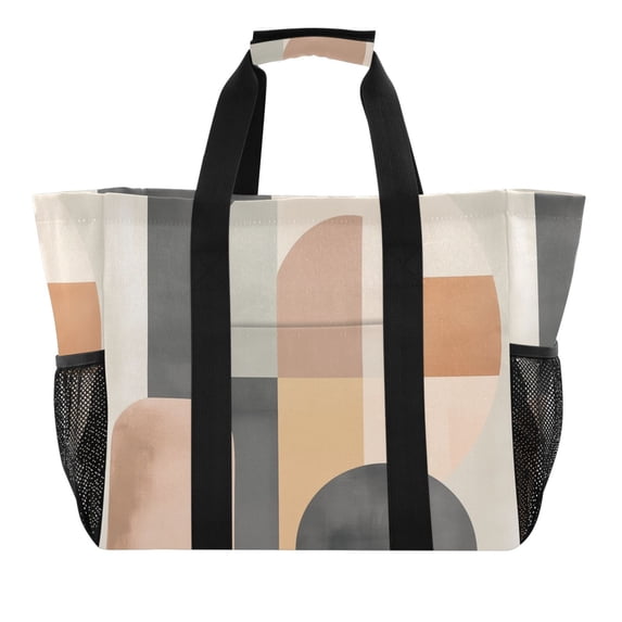 FORMRS Tote Bag for Women Large Capacity Canvas Travel Foldable Carry On Shopping Handbag, Abstract Shapes