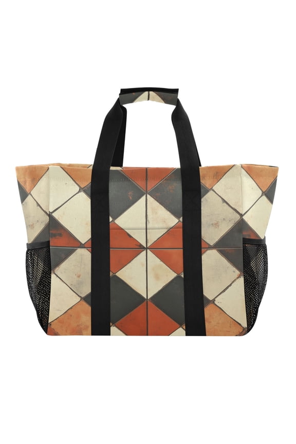 Tote Bag for Women Large Capacity Canvas Travel Foldable Carry On Shopping Handbag, Checkered Pattern