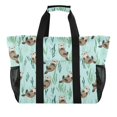 thumbnail image 1 of FORMRS Tote Bag for Women Large Capacity Canvas Travel Foldable Carry On Shopping Handbag, Green Otters Pattern, 1 of 8