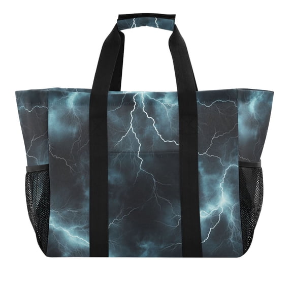 FORMRS Tote Bag for Women Large Capacity Canvas Travel Foldable Carry On Shopping Handbag, Lightning Pattern