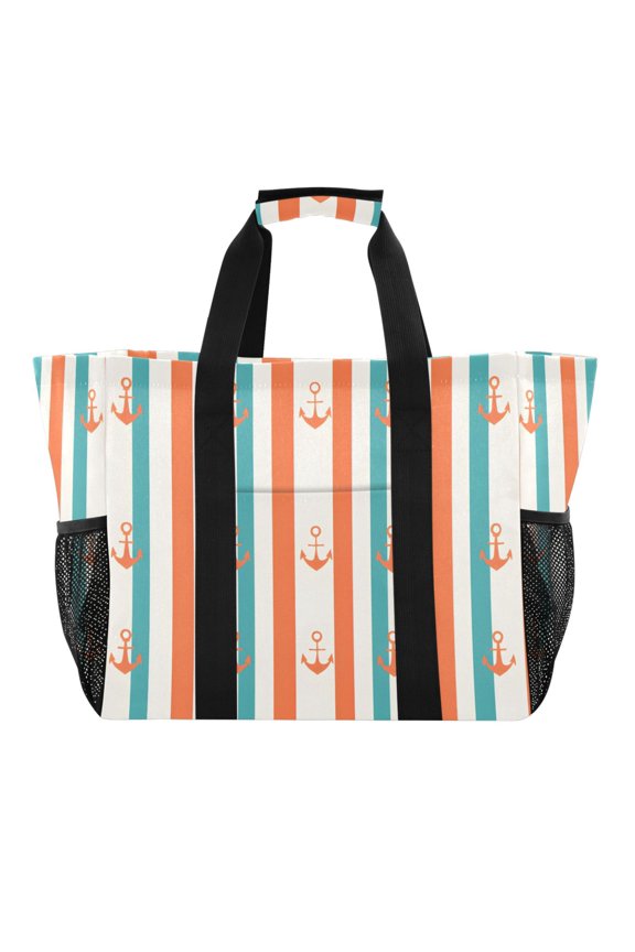 Tote Bag for Women Large Capacity Canvas Travel Foldable Carry On Shopping Handbag, Simple Nautical Pattern