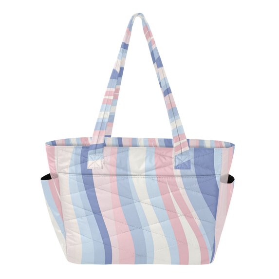 FORMRS Tote Bag for Women Quilted Large Capacity Travel Work Carry On Shoulder Handbag, Abstract Pink