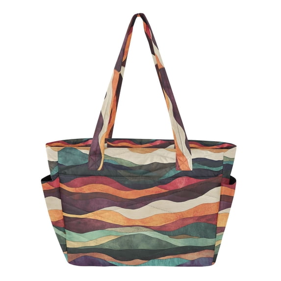FORMRS Tote Bag for Women Quilted Large Capacity Travel Work Carry On Shoulder Handbag, Artistic Desert Pattern
