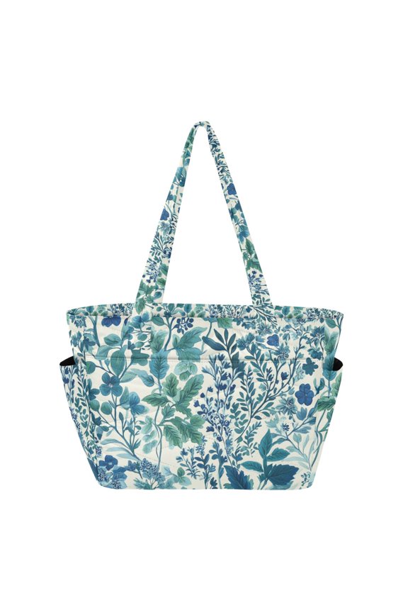 Tote Bag for Women Quilted Large Capacity Travel Work Carry On Shoulder Handbag, Beautiful Leaves Pattern