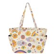 thumbnail image 1 of FORMRS Tote Bag for Women Quilted Large Capacity Travel Work Carry On Shoulder Handbag, Beige Retro Rainbow, 1 of 7