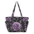 thumbnail image 1 of FORMRS Tote Bag for Women Quilted Large Capacity Travel Work Carry On Shoulder Handbag, Black Roses, 1 of 7