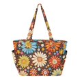 thumbnail image 1 of FORMRS Tote Bag for Women Quilted Large Capacity Travel Work Carry On Shoulder Handbag, Blooming Flowers, 1 of 7