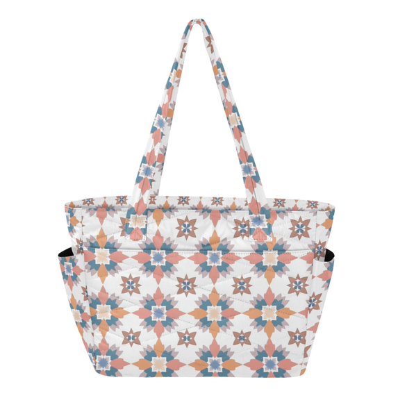 FORMRS Tote Bag for Women Quilted Large Capacity Travel Work Carry On Shoulder Handbag, Blue Abstract Pattern