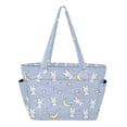 thumbnail image 1 of FORMRS Tote Bag for Women Quilted Large Capacity Travel Work Carry On Shoulder Handbag, Blue Cartoon Rabbit Pattern, 1 of 7