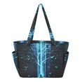 thumbnail image 1 of FORMRS Tote Bag for Women Quilted Large Capacity Travel Work Carry On Shoulder Handbag, Blue Tree, 1 of 7